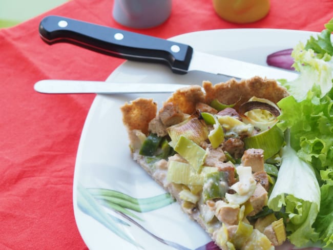 Quiche aux poireaux et tofu mariné