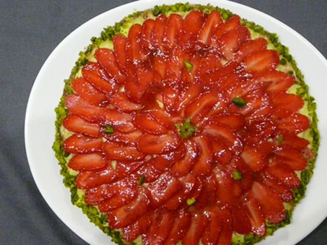 Tarte aux fraises et aux pistaches