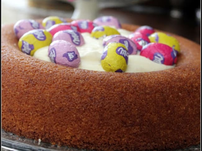 Couronne façon nid à la polenta et au citron , mousse mascarpone lemon curd