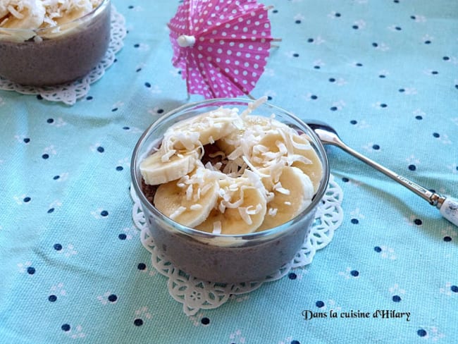 Chia pudding chocolat et banane façon exotique