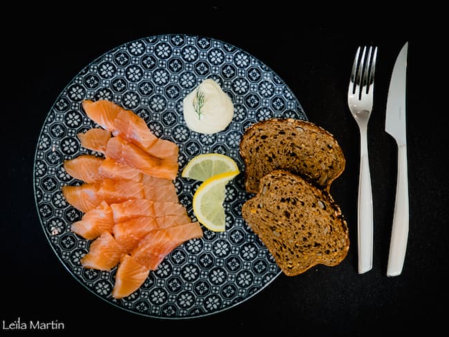 Gravlax de truite d’Alsace à la vanille et aux agrumes