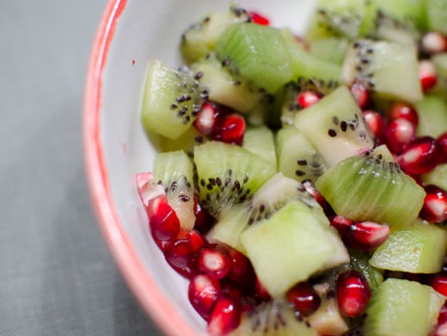 Salade de kiwi et de grenade à la vanille