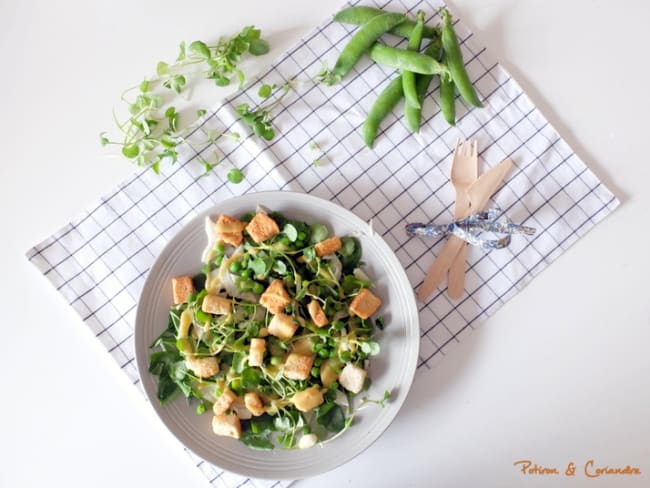 Panzanella de petits pois