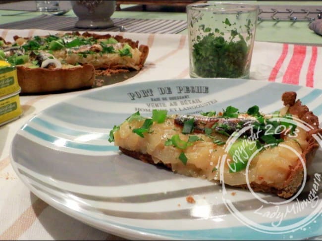 Tarte au blé noir aux oignons doux et sardines à l’huile