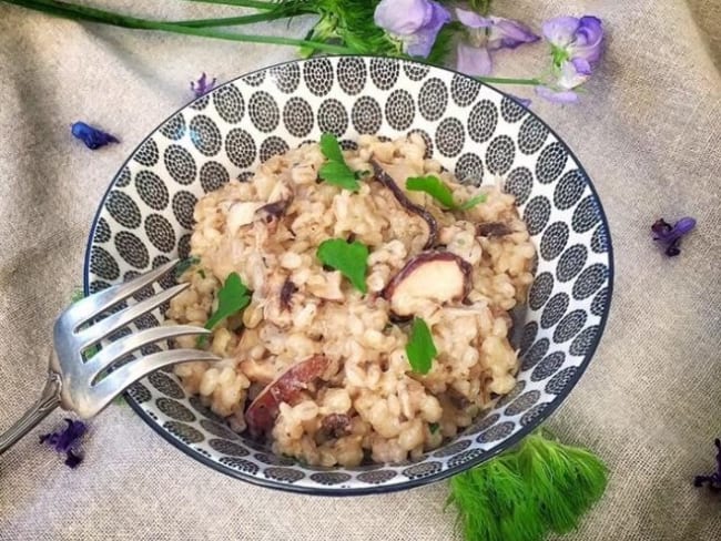 Risotto d'orge et champignons shitake