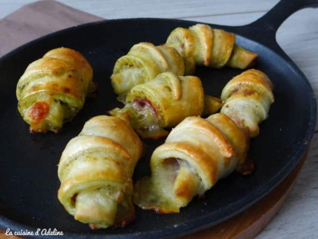 Croissants salés jambon cru, pesto, mozza pour l'apéro