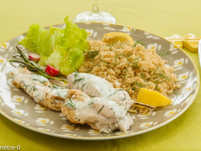 Brochettes de poulet sauce yaourt