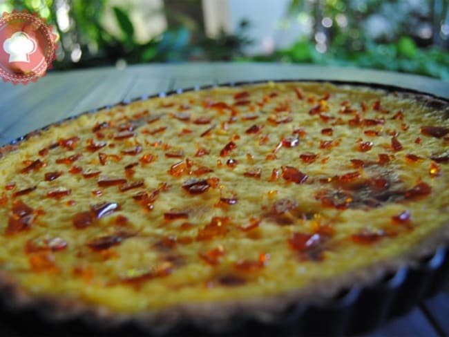 Tarte aux fruits de la passion et éclats de caramel