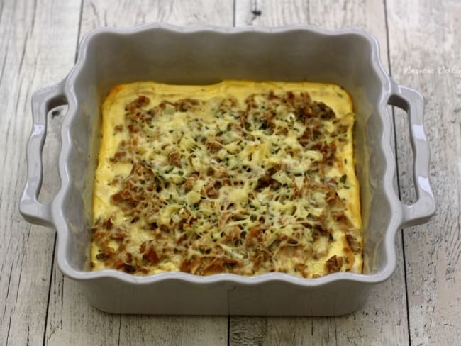 Gratin au thon, oignon et persil