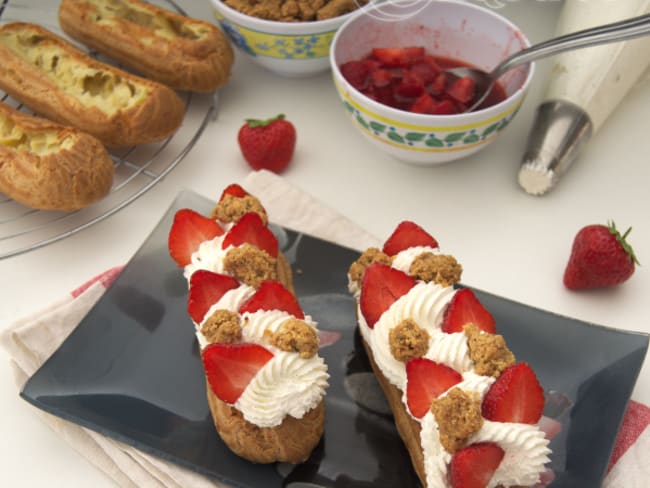 L'éclair à la chantilly et aux fraises