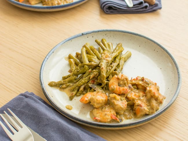 Crevettes sautées et ses asperges