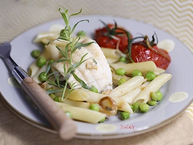 Filets de sole aux penne légumes et estragon