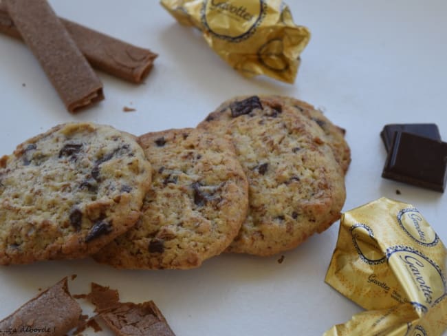 Cookies aux gavottes, chocolat et noisette