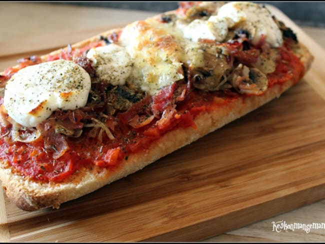 Pizziabatta express au chèvre et aux champignons