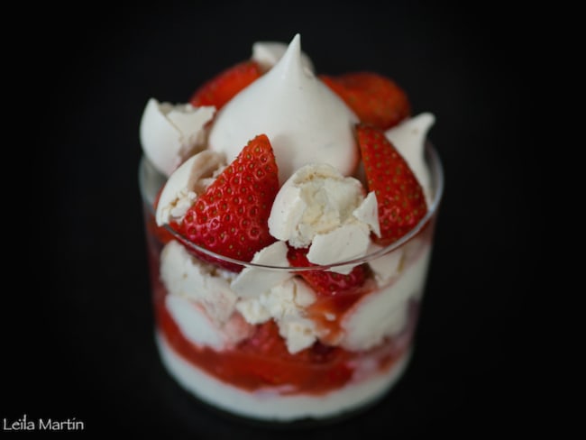 Verrines Pavlova aux fraises d’Alsace bio