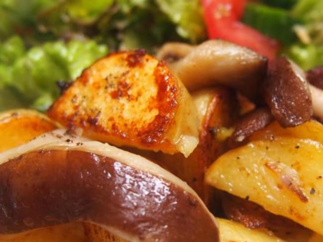 Pommes de terre sautées aux champignons shiitaké