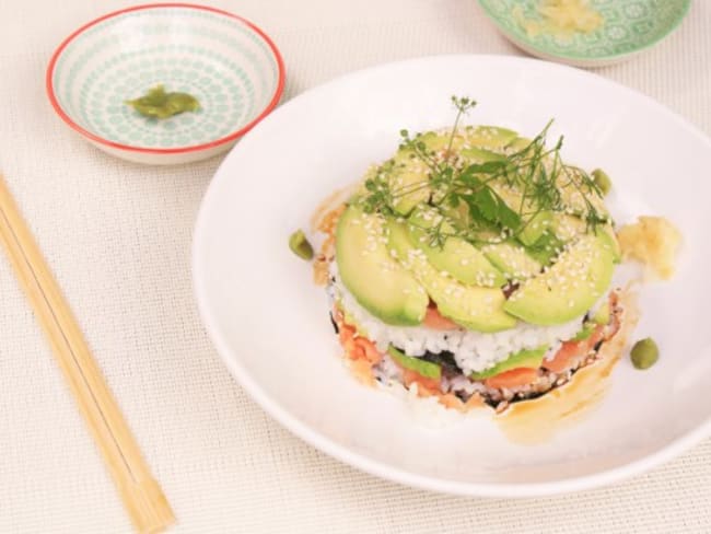 Sushi Millefeuille Avocat Saumon