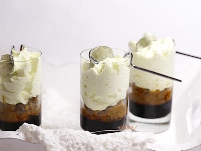 Verrines de chantilly de courgette au caviar d'aubergine et gelée de balsamique