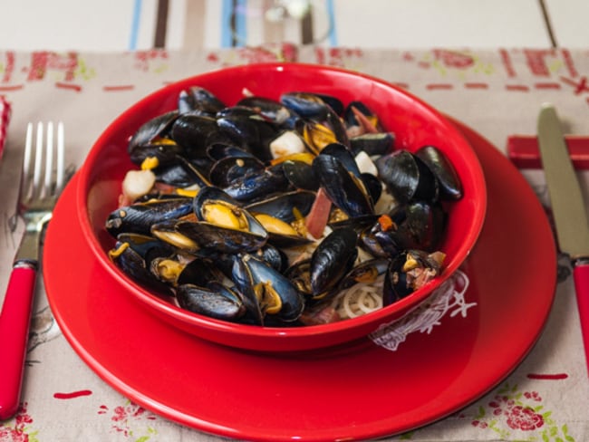 Spaghetti aux moules et pétoncles