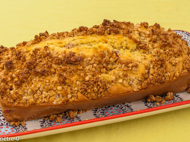 Gâteau du matin aux framboises et au zeste de citron façon crumble