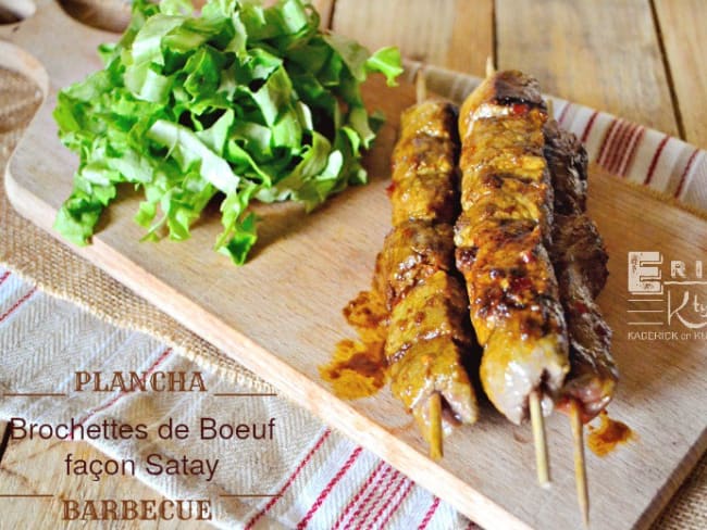 Brochettes de boeuf exotiques sauce satay à la plancha