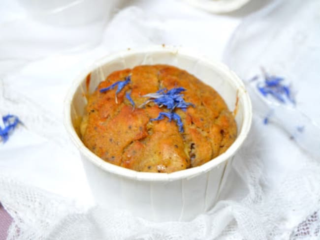 Muffins à la rhubarbe, graines de pavot et aux bleuets vegan et sans gluten