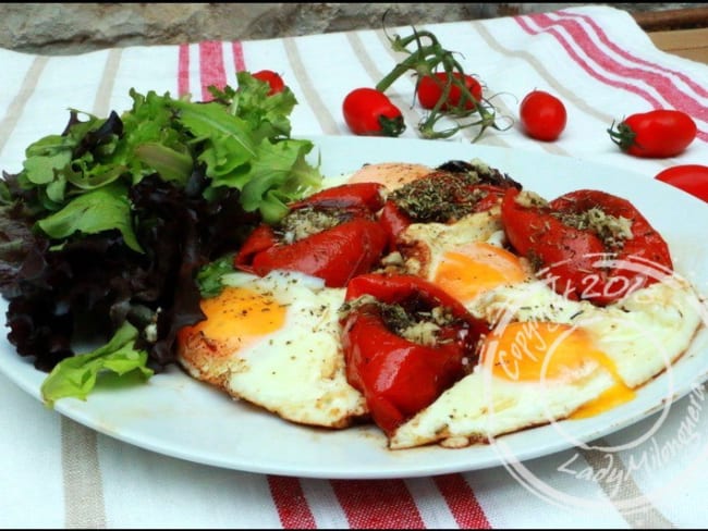 Tomates confites à l’ail et aux œufs