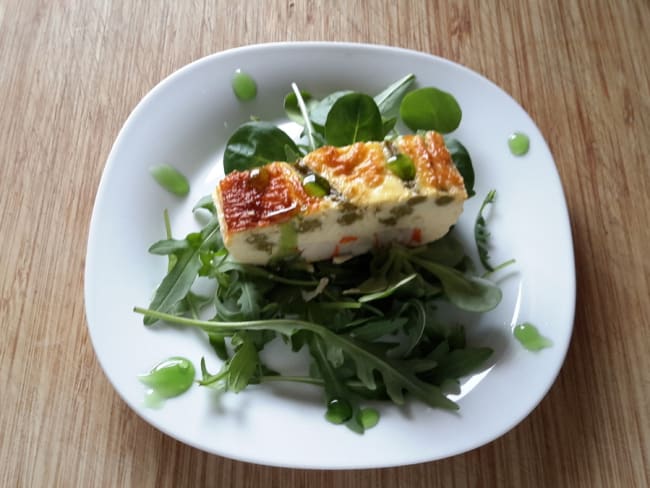 Terrine facile et rapide au surimi, asperge verte et crème balsamique aux pommes