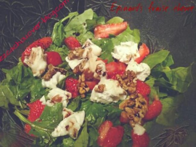 Salade épinards fraises chèvre