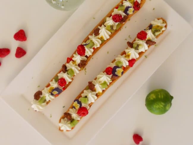 Éclairs géants vanille fruits acidulés