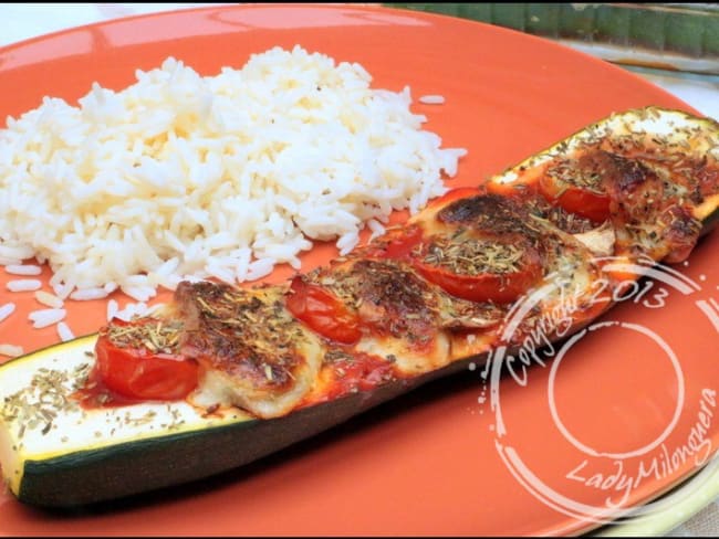 Courgettes farcies, tomates et mozzarella