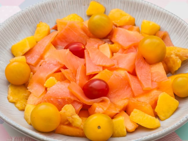 Salade de melon et truite fumée