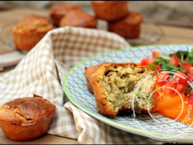 Muffins aux petits pois, chèvre frais, citron et menthe