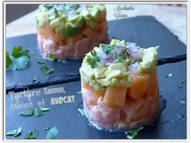 Tartare de saumon, avocat et melon