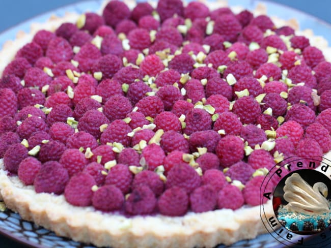 Tarte framboises amandes pistaches