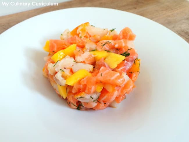 Tartare de saumon frais et de haddock fumé à la mangue un mariage parfait