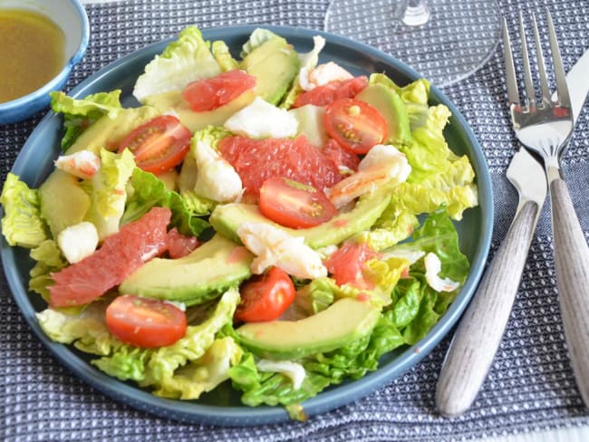 Salade de crabe avocat et pamplemousse