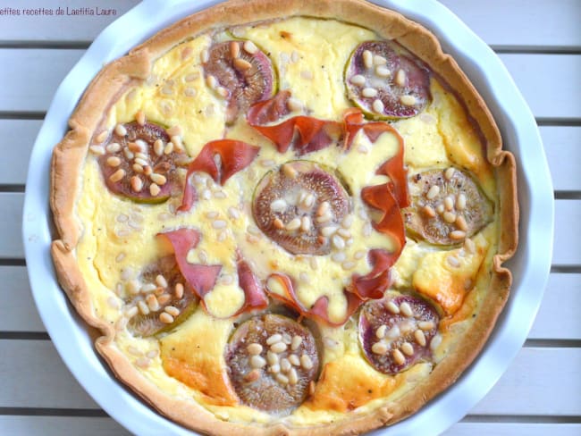 Quiche aux figues vertes, chèvre et jambon de Parme