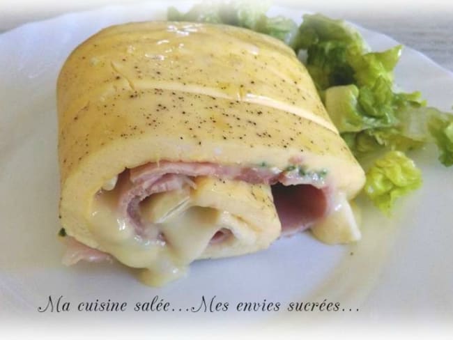 Omelette roulée jambon camembert