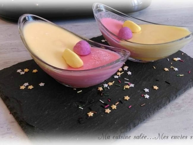 Panna Cotta fraises purple intense, bananes Haribo