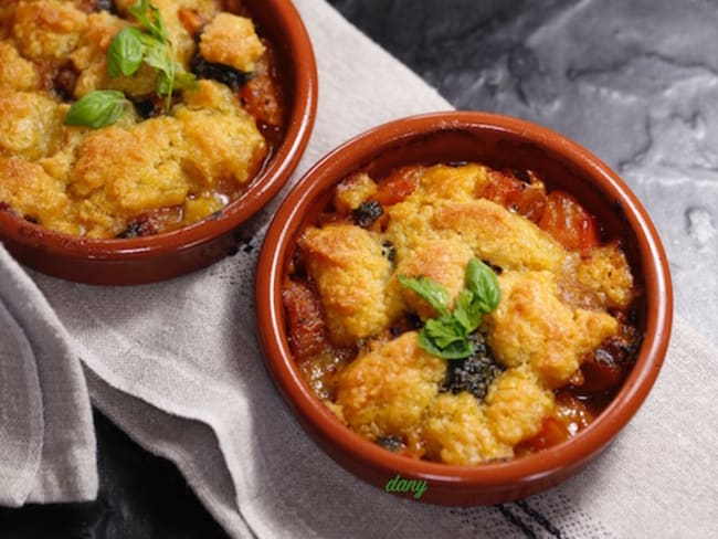 Crumble de tomates au basilic