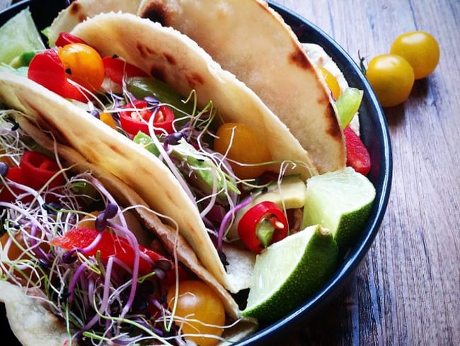 Tacos végétariens et tortillas maison