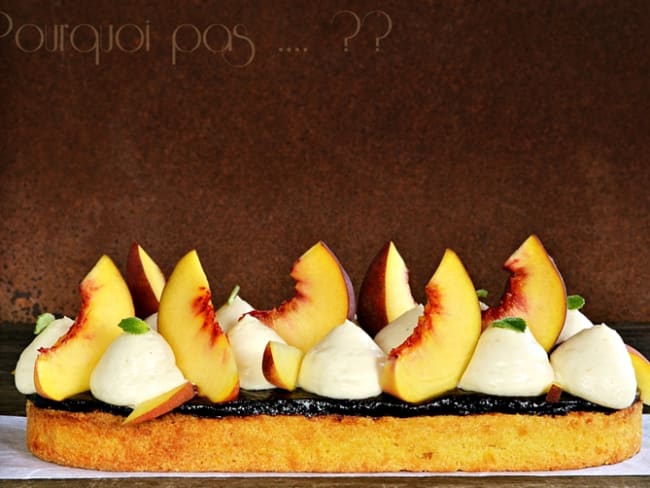 Tart-Ô pêches, nougat, citron noir