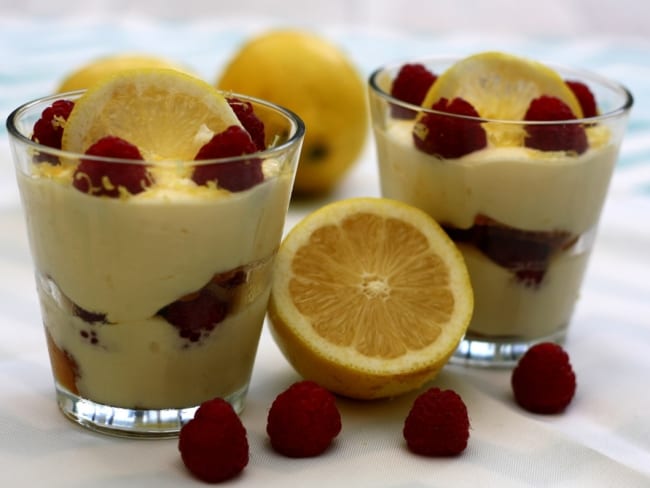 Tiramisu au citron et framboises