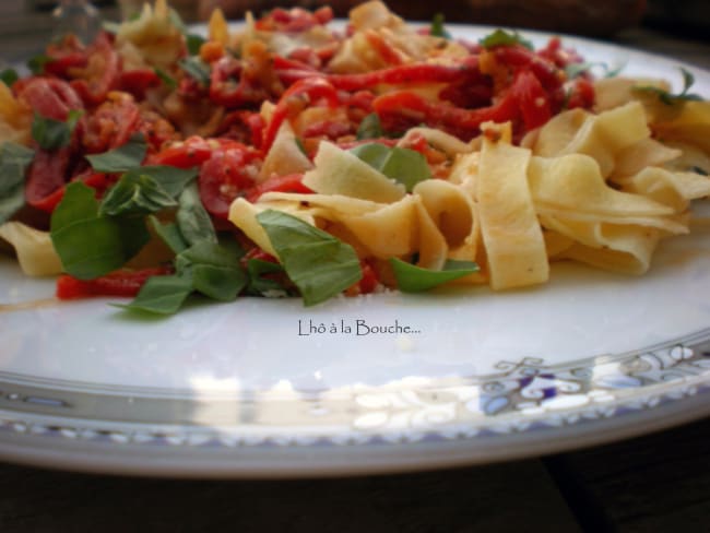 Tagliatelles fraîches aux poivrons confits : arômes et couleurs !