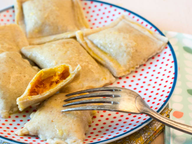 Raviolis au potimarron, chorizo et chèvre