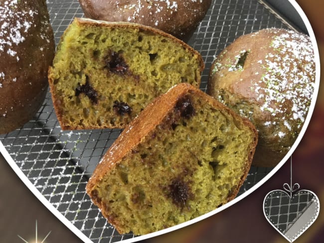 Muffins au thé vert matcha et pépites de chocolat