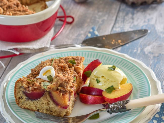 Gâteau crumble aux quetsches