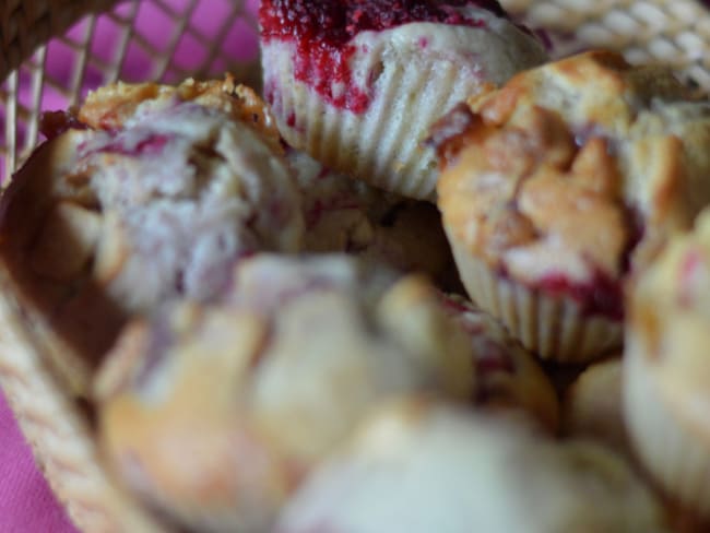 Muffins chocolat blanc et framboises