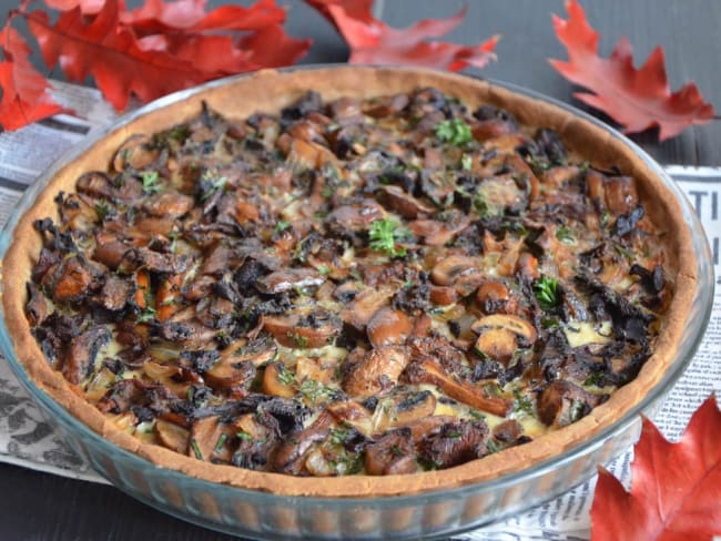 Tarte aux champignons à la farine de châtaigne